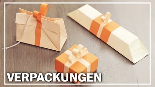 3 hübsche VERPACKUNGEN basteln  ohne Kleber  für Valentinstag Muttertag  Hochzeit [upl. by Anahpos]