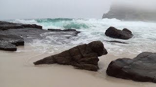 30 min relaxing ocean waves  high quality sound  no music  HD video of a beautiful misty beach [upl. by Omland]