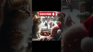 The kitten celebrated Christmas for the first time and received a gift from Santa Claus cat cute [upl. by Cirek992]