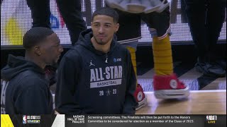 Tyrese Haliburton Cashes HalfCourt Shot For Charity  NBA AllStar Practice [upl. by Attenod112]