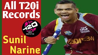 Sunil Narine All T20I Records [upl. by Acemaj]