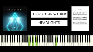 Alok amp Alan Walker  Headlights feat KIDDO BEST PIANO TUTORIAL amp COVER [upl. by Eedia]