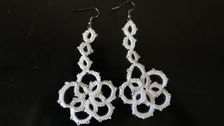 Needle Tatting flower earrings [upl. by Coshow822]