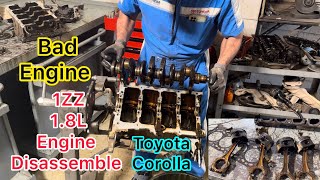 1ZZFE Engine Disassembly  Piston And Crankshaft Removal Of Toyota Corolla [upl. by Joby]