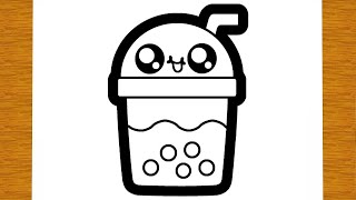 WIE ZEICHNET MAN EIN BUBBLE TEA KAWAII  Einfaches zeichnen lernen [upl. by Jaf]