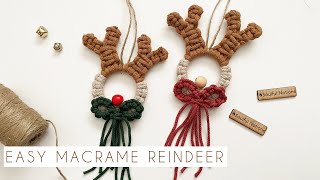 EASY MACRAME REINDEER ORNAMENT  FOR BEGINNERS  MACRAME CHRISTMAS ORNAMENT [upl. by Annunciata486]