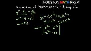 Variation of Parameters  Example 1 [upl. by Abbotsen624]