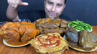 EATING WHOLE CHICKEN FISH CURRY MUTTON LIVER CURRY EGG OMELETTES CHILLI amp RICE  ASMR MUKBANG [upl. by Ayardna]