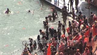 Naga Sadhus rush for Shahi Snan  Kumbh Mela Haridwar [upl. by Niwroc]