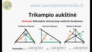 Trikampio aukštinė 1 dalis pamatykite aukštinių braižymą trikampiuose ir kaip randamas jos ilgis [upl. by Nyrhtac]