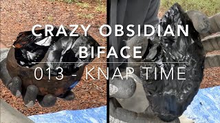 013 Crazy TriFlow Obsidian Biface Knife Preform  Direct Percussion Flintknapping [upl. by Aeret]