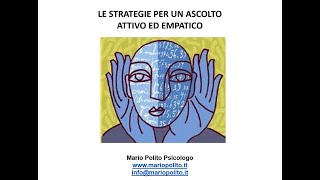 Strategie per un ascolto attivo ed empatico  29 marzo 2022  Mario Polito Psicologo [upl. by Iidnarb]