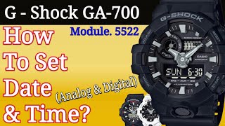 GShock GA700 Time Adjust  Set Date amp Time AnalogDigital GShock 5522 [upl. by Anillehs]