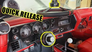 NRG QUICK RELEASE STEERING WHEEL HUB INSTALL ON 70 CHEVELLE [upl. by Orms]