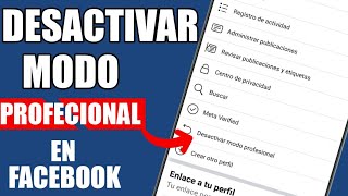 Como desactivar el modo profesional en mi Facebook fácil y rápido ✅️ [upl. by Naihtniroc]