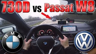 BMW 7 Series 2017 meets VW Passat W8 on German Autobahn ✔ [upl. by Sally]