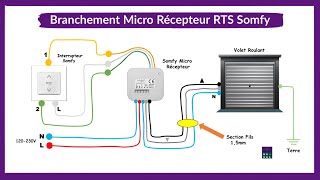 Branchement Micro Récepteur RTS Somfy Pour Volet Roulant electrical domotique electrique somfy [upl. by Klusek]