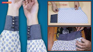 Cuff Sleeves Design Cutting And Stitching  How To Make Cuff Sleeves [upl. by Li]