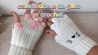 GUANTES DE GATO a crochet 🐱🧶❤ calentedores de gato [upl. by Droffats]