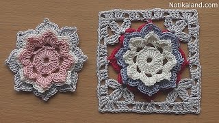 CROCHET How to crochet Flower Granny Square Tutorial for baby blanket [upl. by Hesta922]