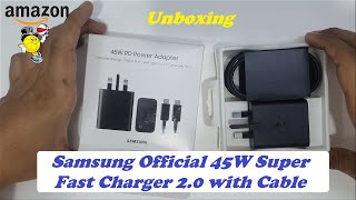 Samsung Official UK 45W Super Fast Charger 20 with Cable  Unboxing 2023 [upl. by Annav]