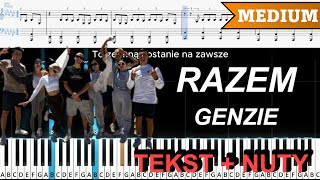 RAZEM  GENZIE  ŚREDNI PIANO TUTORIAL  TEKST  NUTY [upl. by Simpson]