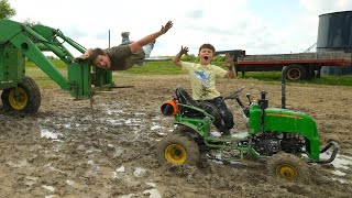 Hudson Finds His Kids Tractors Stuck in the Mud  Tractors for kids [upl. by Yentihw312]