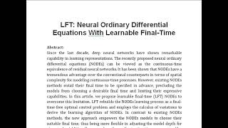 LFT Neural Ordinary Differential Equations With Learnable Final Time [upl. by Nire270]