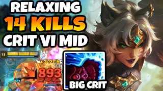 Relaxing 14 Kill Lethality Crit Vi Mid in High Elo [upl. by Aikan]