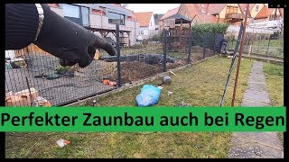 Zaunbau mit Sichtschutz Doppelstabmattenzaun richtig montieren [upl. by Ayekel]