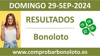 Resultado del sorteo Bonoloto del domingo 29 de septiembre de 2024 [upl. by Marianne]