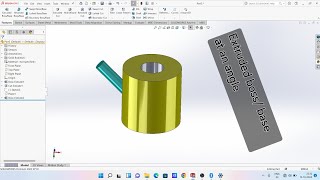 Solidworks tutorial2022 How to create extruded boss base feature at an angle 🤔 [upl. by Balac]