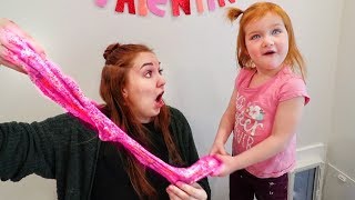 DIY Valentine’s Day SLIME COMPETITION Adley vs Mom [upl. by Sigismundo]