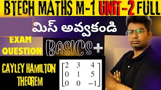 BTECH CAYLEY HAMILTON THEOREMMATHAMATICScayley hamilton theorem for the matrix telugubtech jntu [upl. by Dwain280]