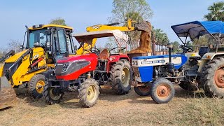 Jcb Machine Loading Red Mud In Mahindra and Swaraj Tractor  Jcb and Tractor Cartoon  Jcb Video [upl. by Ias]