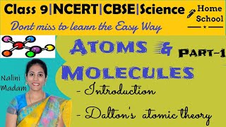 Atoms amp Molecule Part1  Class 9  Science  NCERTCBSE [upl. by Tommi]