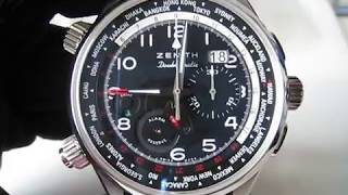 Zenith El Primero Pilot Doublematic Alarm World Time Big Date Chronograph Function Testing [upl. by Llezom]