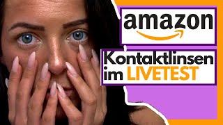 Kontaktlinsen einsetzen im LIVETEST  Sofort blaue Augen mit farbigen amazon Kontaktlinsen [upl. by Allemac57]