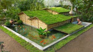 First time try building underground house with grass roof and aquarium [upl. by Loraine638]