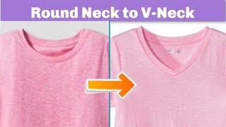 Convert Any Round Neck Tshirt to a Professional Looking VNeck Tshirt in 15 minutes  stayathome [upl. by Ashatan]