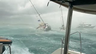 Spain storm surge destroys ships in Formentera Extreme weather causes chaos across multiple cities [upl. by Tatman692]