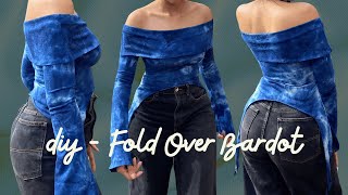 The easiest top you can make Fold Over Bardot Sewing Tutorial  Inspired By Myah [upl. by Llenyl495]