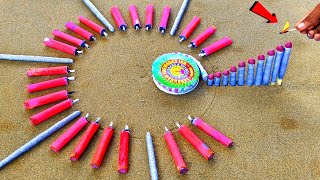 Lot Of Bijali Crackers And Diwali Sparklers Vs Big Ground Chakkar Amazing Experiment [upl. by Nerret]