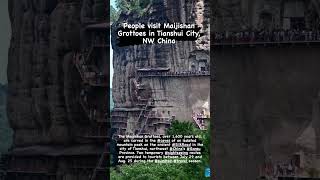 People visit Maijishan Grottoes in Tianshui City NW China [upl. by Oesile]