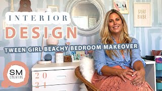 TWEEN GIRL BEACHY BEDROOM MAKEOVER [upl. by Attelrahc15]