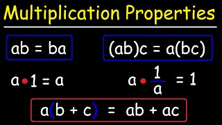 Multiplication Properties  Commutative Associative Inverse Identity Distributive  Algebra [upl. by Zandra]