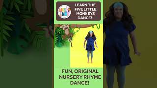 Learn to Dance Five Little Monkeys Jumping on the Bed Nursery Rhyme  Easy Steps for Kids  Fun [upl. by Jabin]