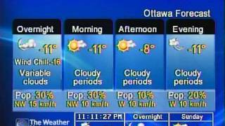 The Weather Network  Local Forecast  Saturday January 7th 2012 [upl. by Carolynne923]