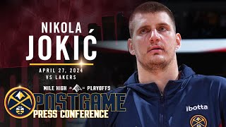 Nikola Jokić Full Postgame Four Press Conference vs Lakers 🎙 [upl. by Atinuj]