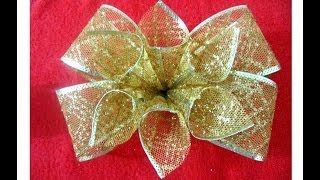 Moños navideños con flores en cintas de organza [upl. by Nafri363]